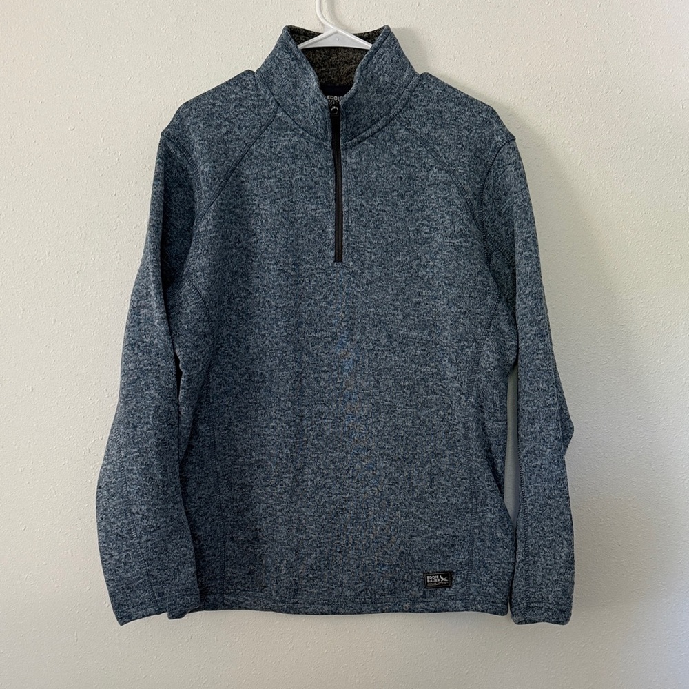 Eddie Bauer Men's Heathered Blue Zip-Up Sweater